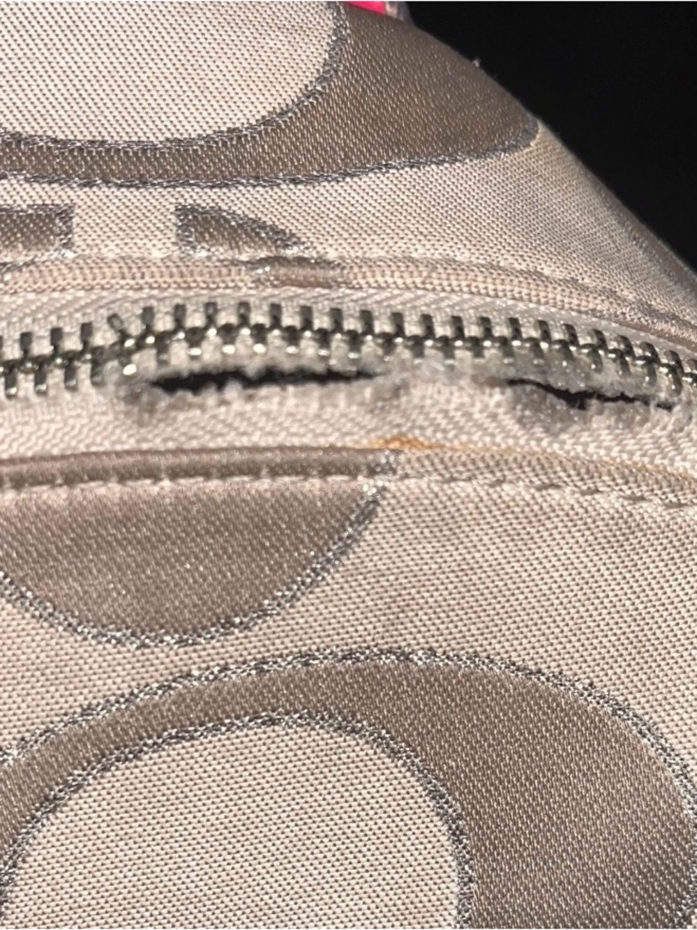 Beige Signature Pattern Backpack with Pink Trim - Picture 5 of 10